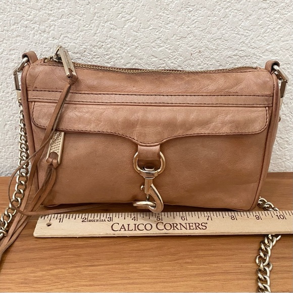 REBECCA MINKOFF Mini Mac Tan Almond Leather Crossbody Bag - Picture 9 of 16